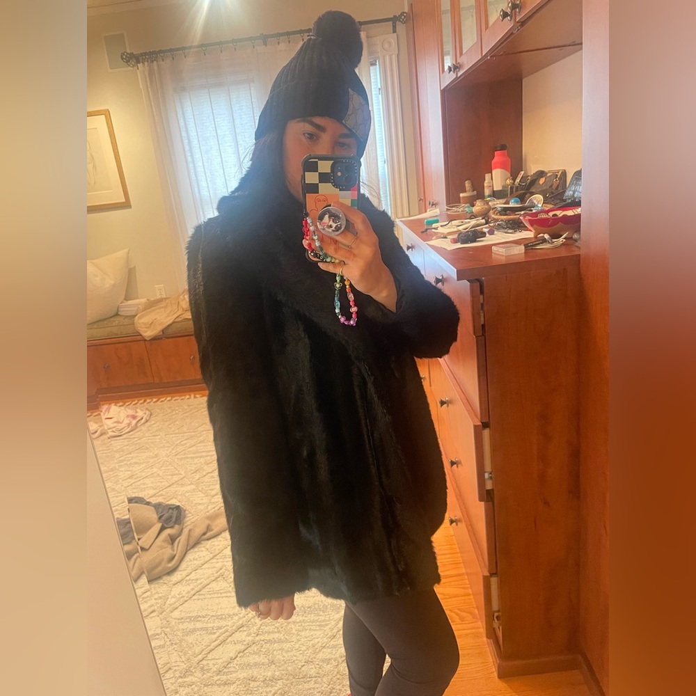 Zara faux fur coat - collar, 3 buttons, size xs